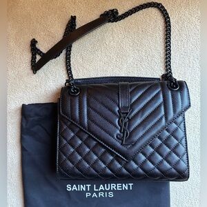 ENVELOPE TRIQUILT MEDIUM YSL SHOULDER BAG IN GRAINED LEATHER